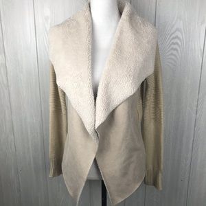 Cavalini beige knit Sherpa open front jacket